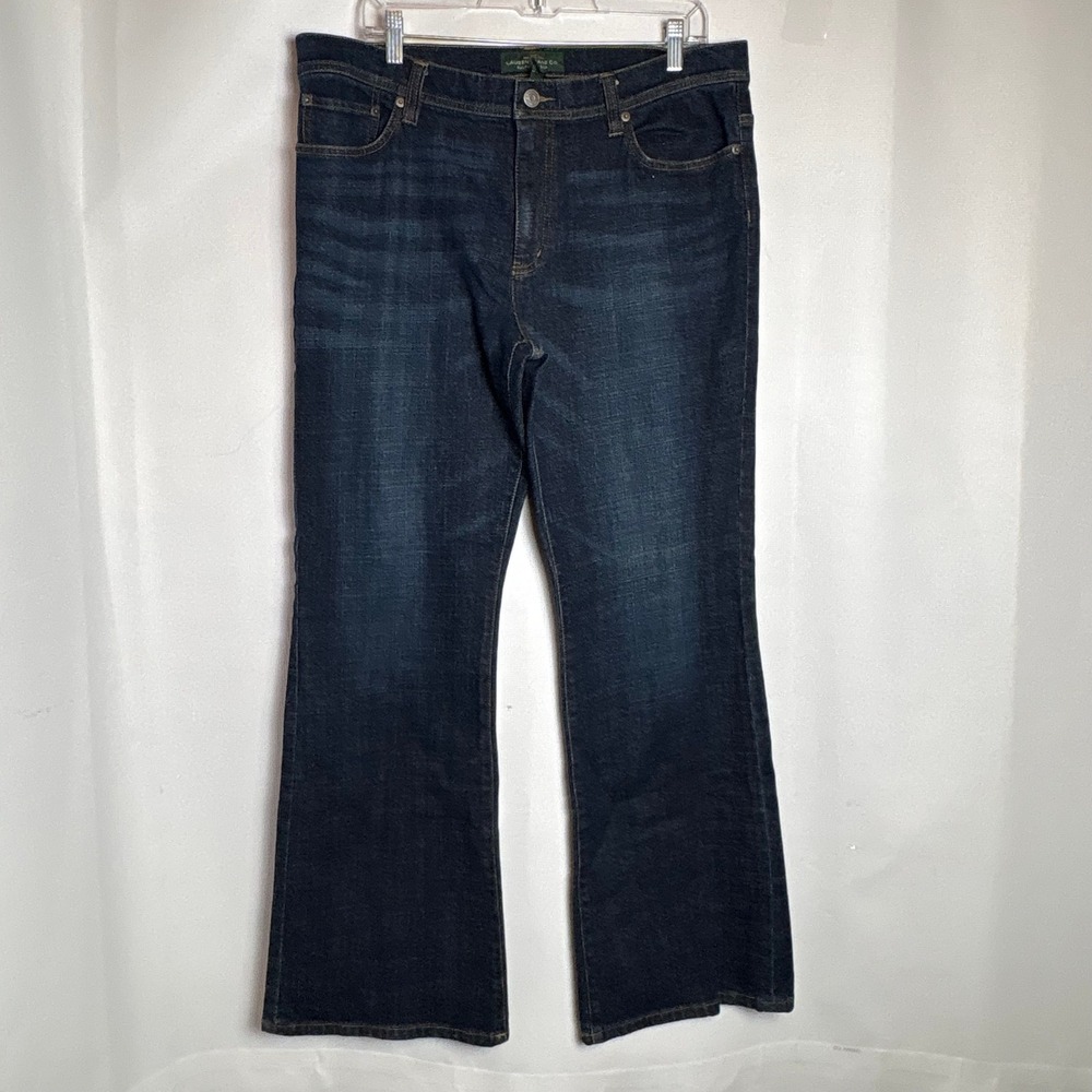 Lauren Ralph Lauren Women 16 Dark Wash Bootcut Jeans Blue Stretch Denim Mid Rise